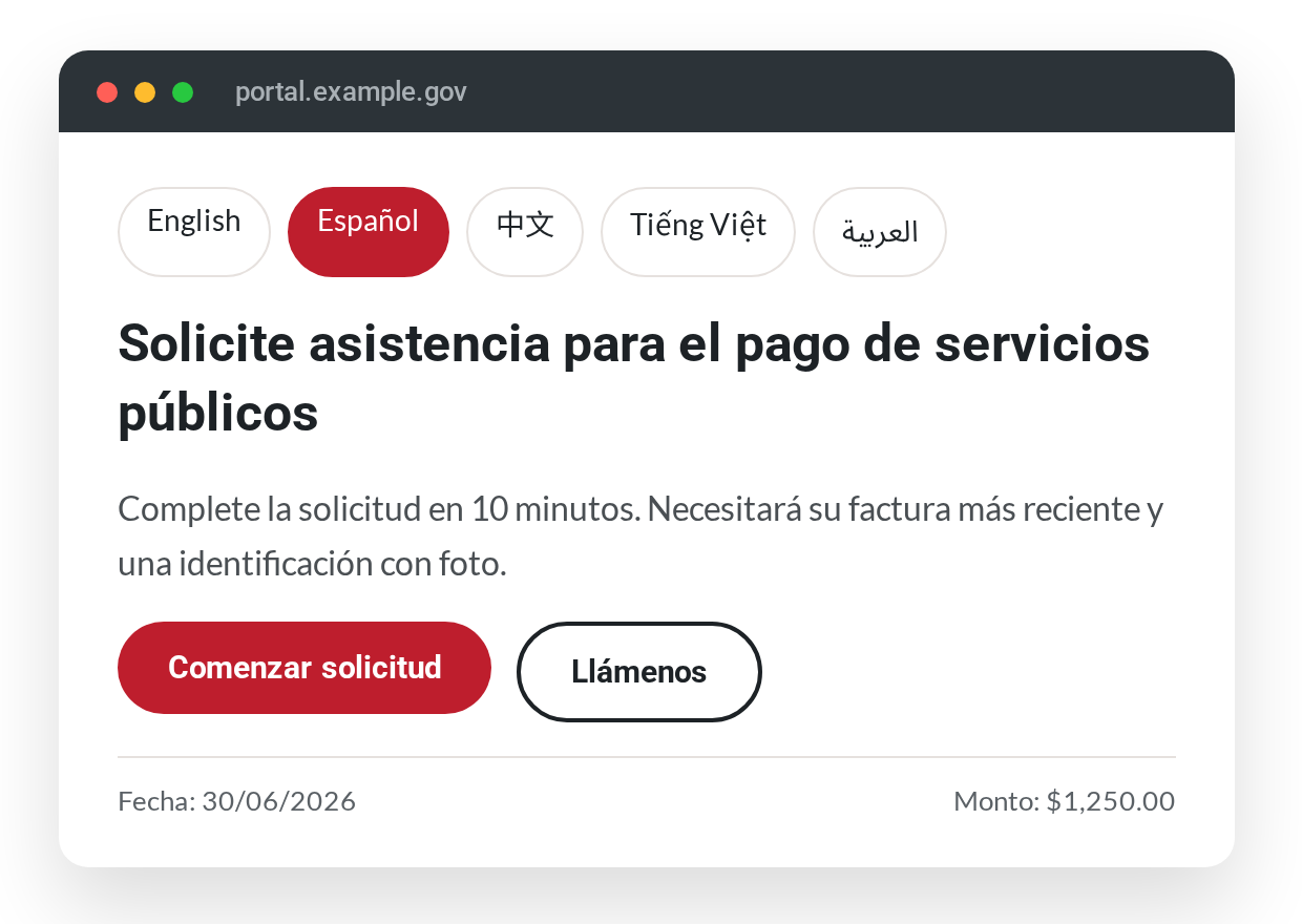 The same portal page localized into Spanish