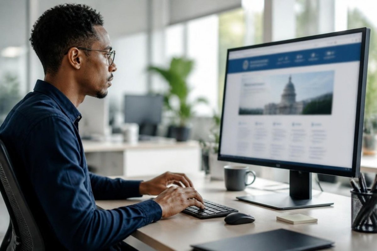 Accessibility tester checking a government website with a keyboard